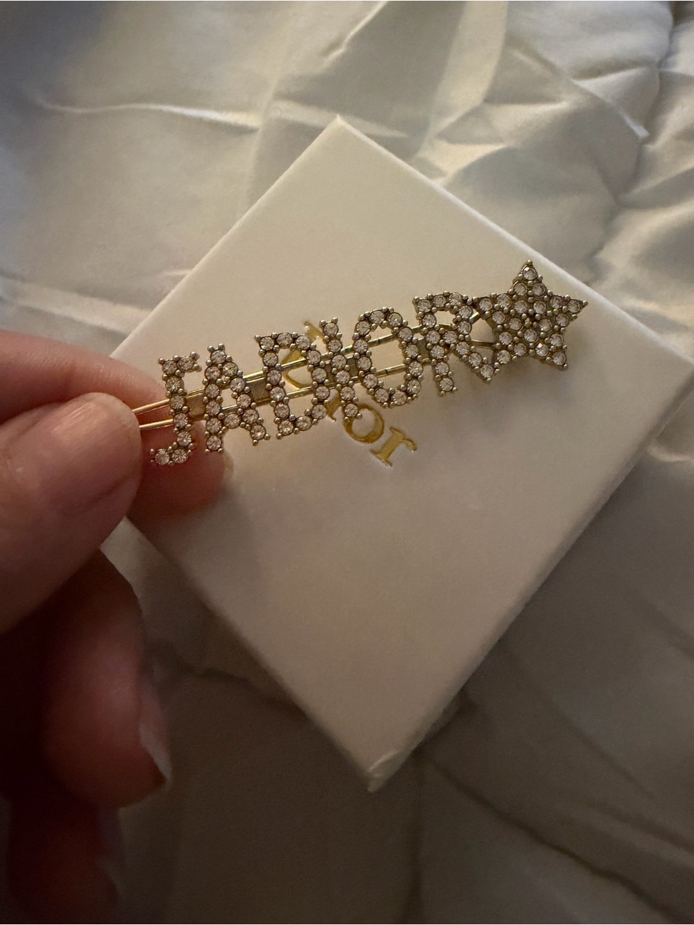 Dior Crystal-Embellished Gold Hair Pin with Star Motif